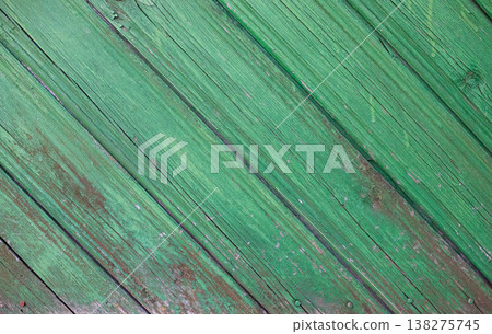Green Wooden fence wall decoration, lining with weathered texture Green Wooden fence wall decoration, lining with weathered texture 138275745