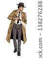 Detective Man with Flashlight in Trench Coat Pop Art Style 138276288