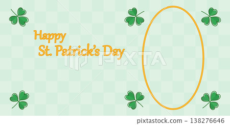 Happy St Patricks Day Promotional Banner Template with shamrock leaves Paper Cut effect Copy space. Isolated Vector illustration St Patricks Day Greetings Party invite or promo banner, leaflets, price 138276646