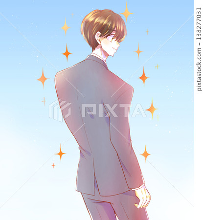 A male office worker in a suit, facing forward, with a radiant smile. 138277031