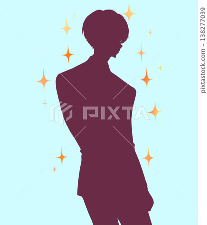 身穿西裝的男性上班族，身影輪廓分明，閃閃發光。 138277039