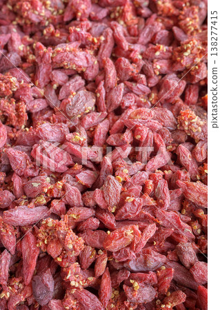 Close up of dried goji berries, selective focus. 138277415