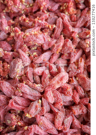 Close up of dried goji berries, selective focus. 138277416