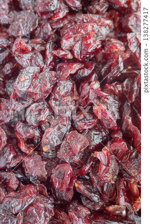 Close up of dried cranberries, selective focus. Close up of dried cranberries, selective focus. 138277417