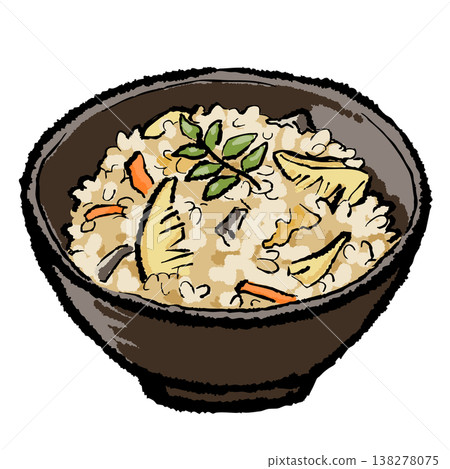 春季菜單:竹筍飯(手繪筆觸插圖) 春季菜單:竹筍飯(手繪筆觸插圖) 138278075
