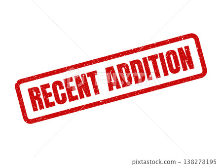 Rectangular grunge rubber stamp featuring the phrase RECENT ADDITION for new items or content updates Rectangular grunge rubber stamp featuring the phrase RECENT ADDITION for new items or content updates 138278195