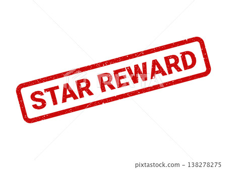Red grunge rubber stamp illustration with a distressed texture displaying the words STAR REWARD 138278275