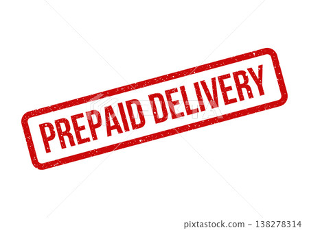 Rectangular rubber stamp mark indicating prepaid delivery service for packages and logistical operations Rectangular rubber stamp mark indicating prepaid delivery service for packages and logistical operations 138278314