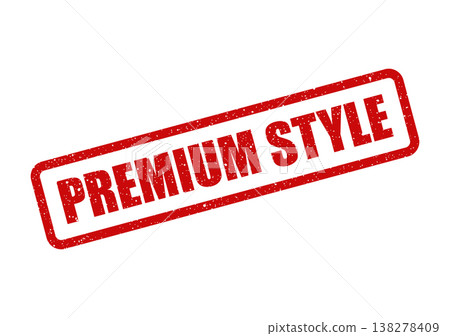Red distressed rubber stamp featuring the words PREMIUM STYLE on a rectangular shape for business use Red distressed rubber stamp featuring the words PREMIUM STYLE on a rectangular shape for business use 138278409
