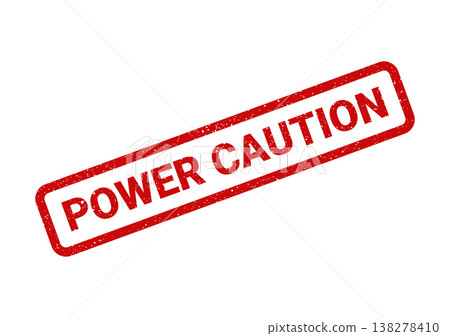Red distressed rubber stamp graphic displaying important power caution text for electrical safety 138278410