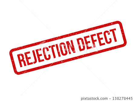 Red distressed rubber stamp mark indicating a rejection due to a product defect or flaw 138278445