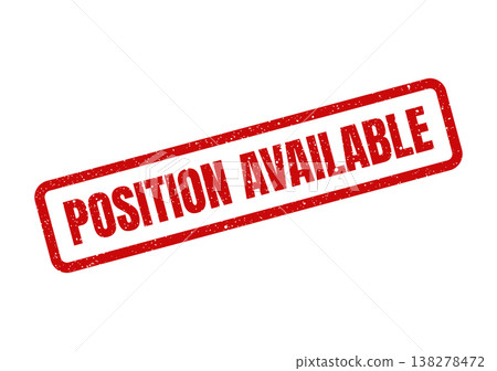 Red distressed rubber stamp with bold text indicating a job opening for recruitment purposes Red distressed rubber stamp with bold text indicating a job opening for recruitment purposes 138278472