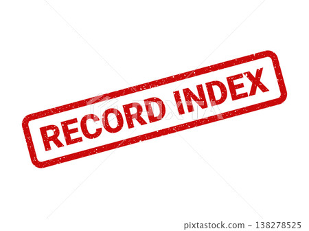 Red distressed rubber stamp with the bold text record index for administrative file classification systems Red distressed rubber stamp with the bold text record index for administrative file classification systems 138278525