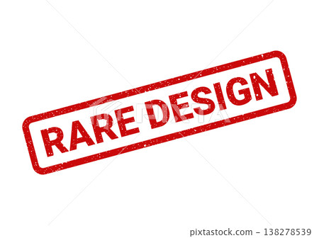 Red distressed stamp displaying RARE DESIGN text, perfect for marketing exclusive patterns, unique styles, or limited aesthetics 138278539