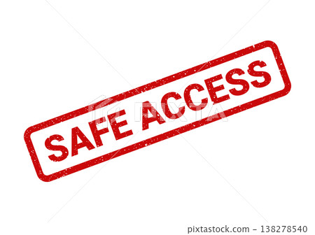 Red distressed stamp featuring the phrase safe access, symbolizing secure entry and authorized permissions for systems Red distressed stamp featuring the phrase safe access, symbolizing secure entry and authorized permissions for systems 138278540