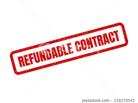 Red distressed stamp graphic displaying REFUNDABLE CONTRACT message for legal documents and business agreements Red distressed stamp graphic displaying REFUNDABLE CONTRACT message for legal documents and business agreements 138278541