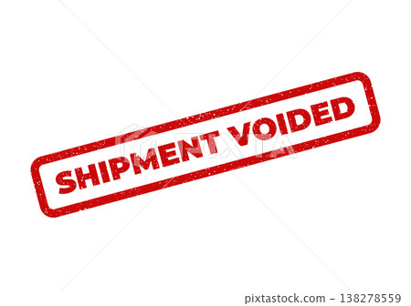 Red grunge effect rubber stamp displaying SHIPMENT VOIDED indicating a cancellation or invalidation of goods transport Red grunge effect rubber stamp displaying SHIPMENT VOIDED indicating a cancellation or invalidation of goods transport 138278559