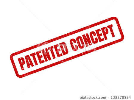 Red grunge effect rubber stamp with PATENTED CONCEPT for safeguarding an innovative idea or method 138278584