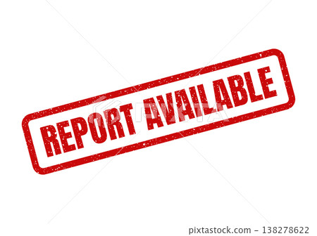 Red grunge effect stamp presenting REPORT AVAILABLE phrase for immediate information access notification 138278622