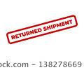 Red grunge rubber stamp effect with text RETURNED SHIPMENT in a rectangular outline for delivery status 138278669