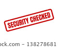 Red grunge rubber stamp icon indicating that security measures have been successfully checked and verified 138278681