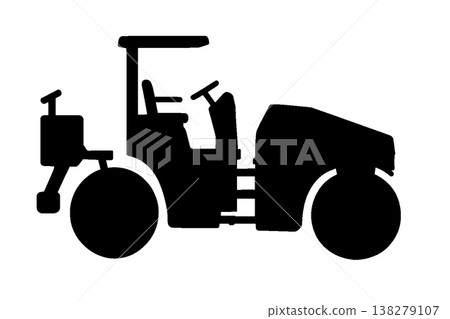 Silhouette of an asphalt compacting roller Silhouette of an asphalt compacting roller 138279107