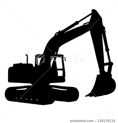 Silhouette of a powerful excavator digging Silhouette of a powerful excavator digging 138279118