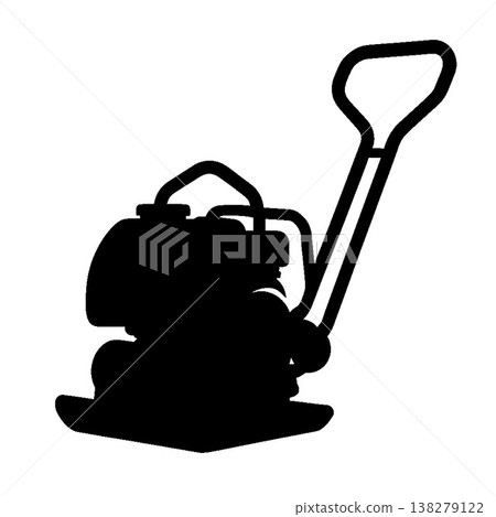 Silhouette of a vibrating plate compactor Silhouette of a vibrating plate compactor 138279122