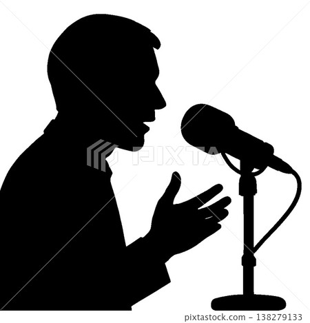 Silhouette of a person speaking into a microphone Silhouette of a person speaking into a microphone 138279133