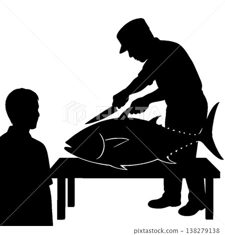 Silhouette of a tuna cutting show Silhouette of a tuna cutting show 138279138