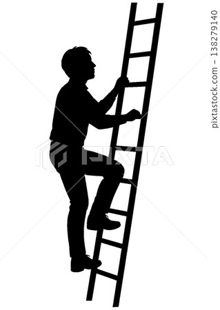 Silhouette of someone climbing a ladder 138279140