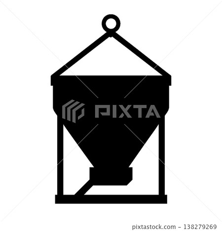 Silhouette of a concrete bucket in use at a construction site Silhouette of a concrete bucket in use at a construction site 138279269