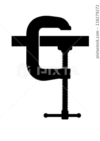 A silhouette that securely fastens wood with a clamp. A silhouette that securely fastens wood with a clamp. 138279272