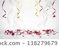 Sparkling red confetti and streamers on a bright white background 138279679