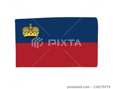 Cute Liechtenstein flag icon, hand-drawn style flag illustration. 138279779