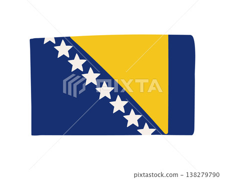 Cute Bosnia and Herzegovina flag icon, hand-drawn style flag illustration. 138279790