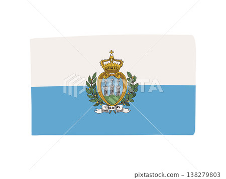 Cute San Marino flag icon, hand-drawn style flag illustration Cute San Marino flag icon, hand-drawn style flag illustration 138279803
