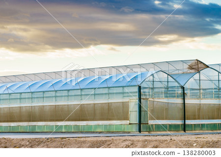 Commercial greenhouses on coast, Spain. Food production Commercial greenhouses on coast, Spain. Food production 138280003