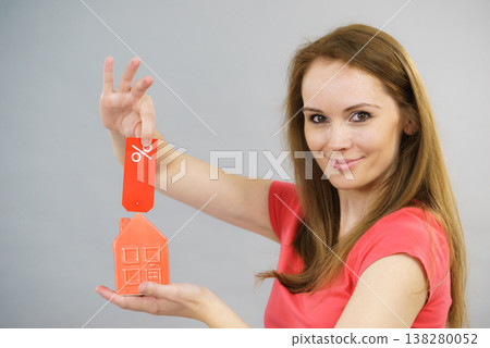 Woman buying house in low price. 138280052