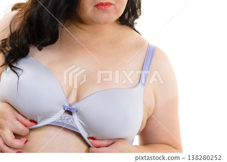 Fat woman big breast wearing bra 138280252