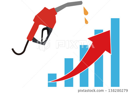 Economic illustration showing a gas pump and rising price indicators to represent soaring gasoline prices. Economic illustration showing a gas pump and rising price indicators to represent soaring gasoline prices. 138280279