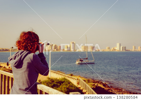 Tourist woman visit Cape Palos in Spain 138280584