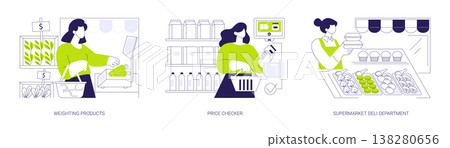 Supermarket shopping process isolated cartoon vector illustrations se Supermarket shopping process isolated cartoon vector illustrations se 138280656