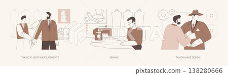 Tailoring isolated cartoon vector illustrations se 138280666