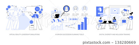 AI and VR Tools for Leadership Growth abstract concept vector illustrations. 138280669