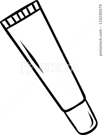 Black and white line drawing of a flexible tube with cap. Simple sketch style for cosmetic catalogs or professional beauty branding Black and white line drawing of a flexible tube with cap. Simple sketch style for cosmetic catalogs or professional beauty branding 138280879