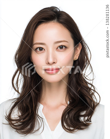 一位年輕女子的肖像，她衣著整潔，面帶微笑，穿著白色襯衫。 138281136