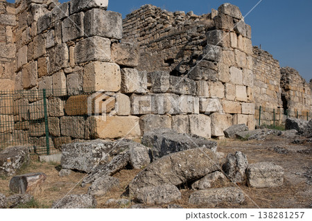 Exploring the Ancient Ruins of Pamukkale, a Historical Site Showcasing Unique Stone Structures and Rich Cultural Heritage 138281257