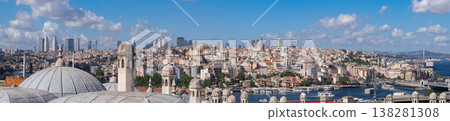Stunning Panoramic View of the Bosphorus Strait Showcasing the Skyline of Istanbul on a Clear Day With Vibrant City Life Stunning Panoramic View of the Bosphorus Strait Showcasing the Skyline of Istanbul on a Clear Day With Vibrant City Life 138281308