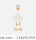 Adorable cartoon illustration of a white duck. Vector illustration 138281359